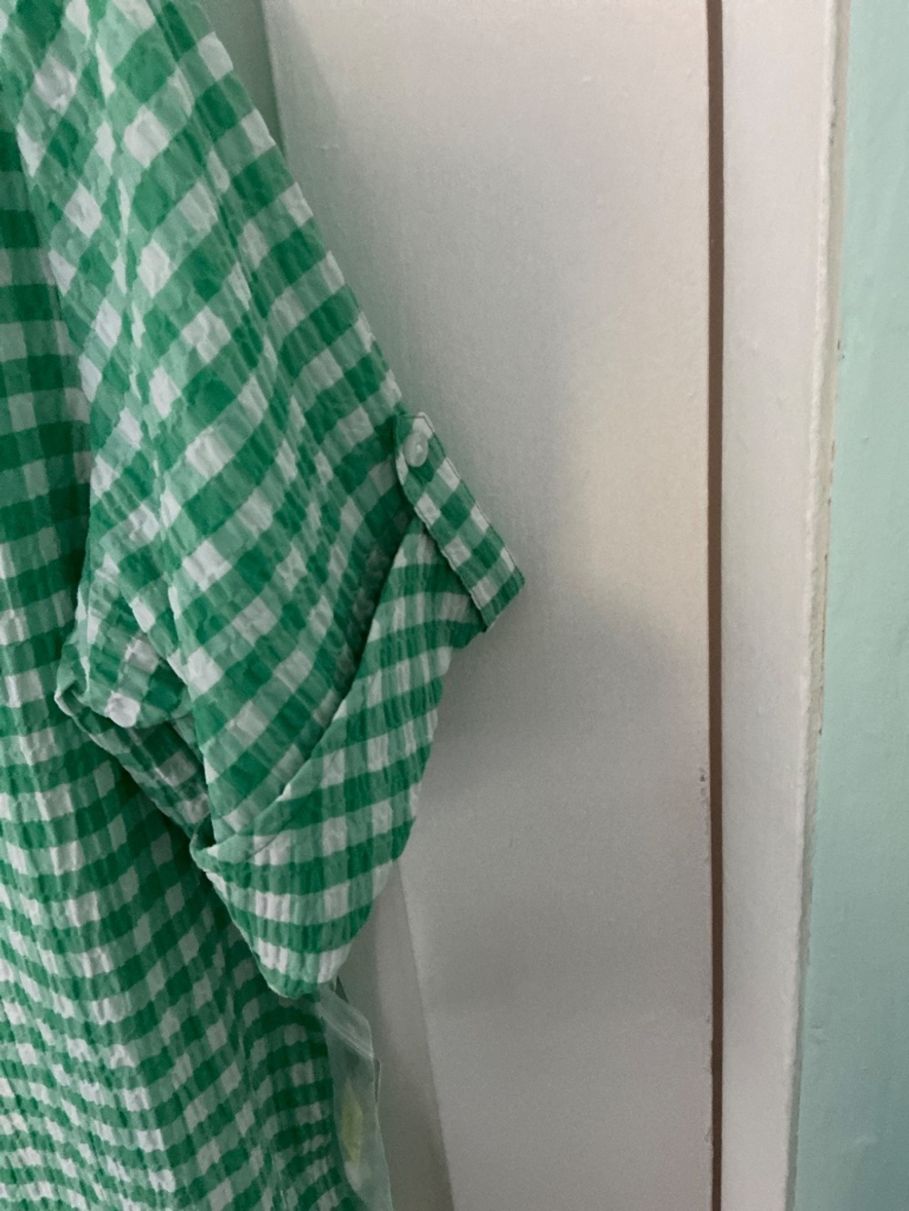 Vintage Green Gingham Button-Up Shirt | Retro Cottagecore Blouse, Size 16 - Picture 3 of 5